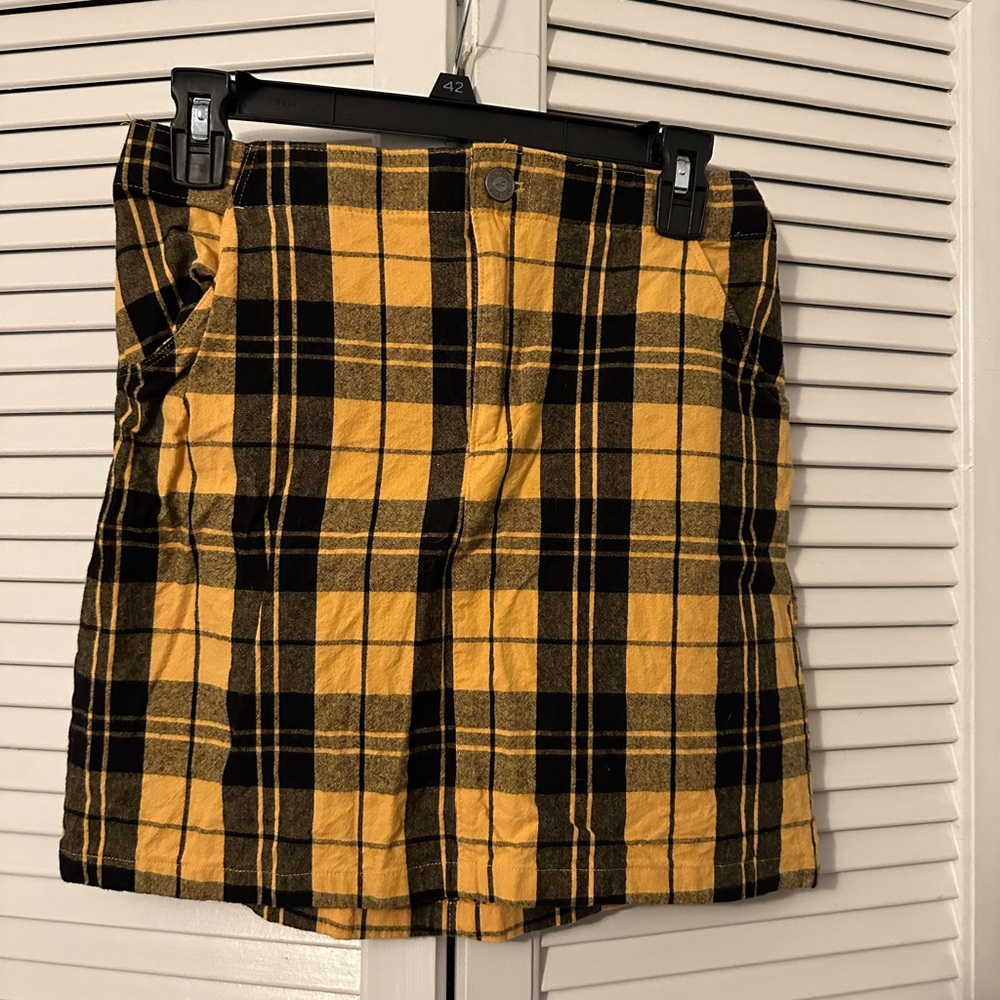 Yellow and Black Plaid Skirt